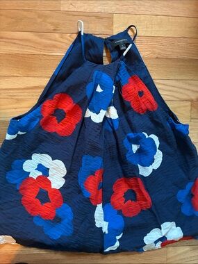Banana Republic Factory Navy Floral Halter Top Painted Floral L